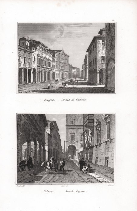 Bologna. Strada di Gallerie. / Bologna Strada Maggiore.