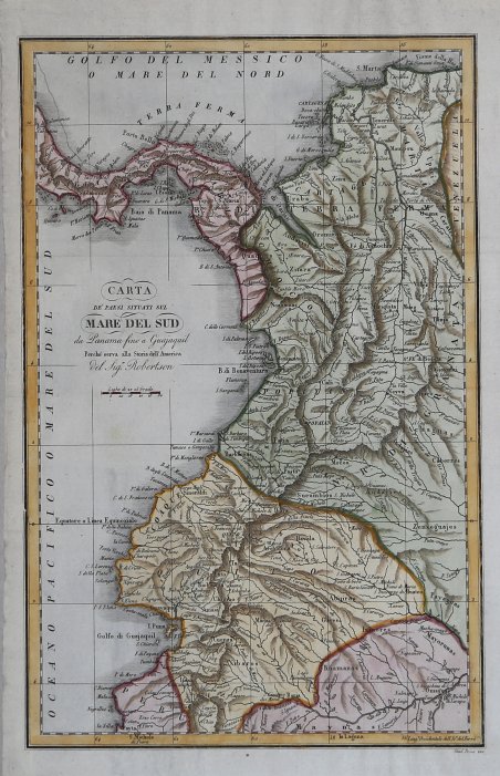 Carta de' Paesi situati sul Mare del Sud da Panama …