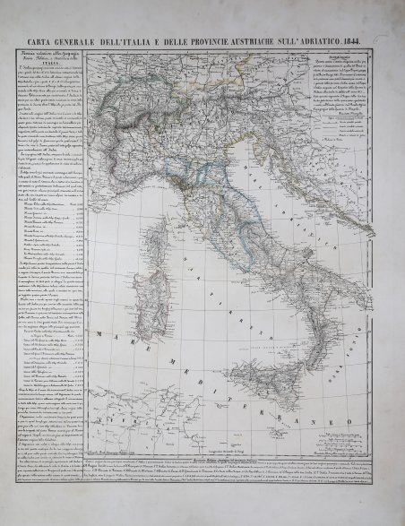 Carta Generale dell'Italia e delle Provincie Austriache sull'Adriatico. 1844