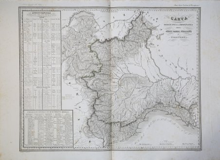 Carta Orografica e Idrografica degli Stati Sardi Italiani di Terraferma