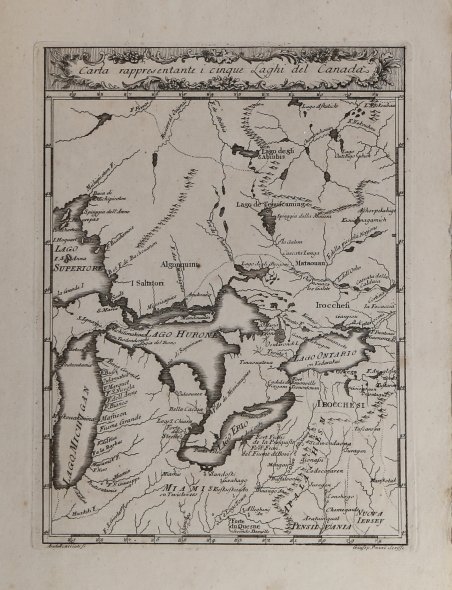 Carta rappresentante i cinque Laghi del Canada