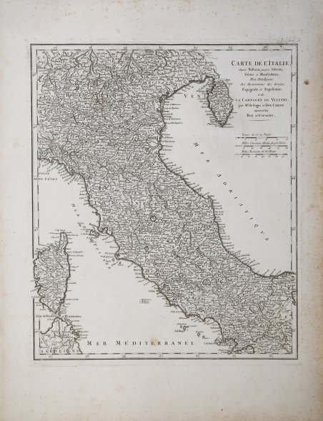 Carte de l'Italie depuis Belluno, jusqu'à Salerno, Genes et Manfredonia