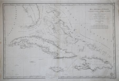 Carte Des Grandes Antilles (Cuba, Haiti, Jamaique, Archipel De Bahama)
