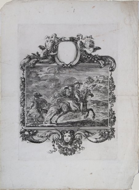 Cavaliere con una dama in sella (Clodoveo rapisce Clotilde)