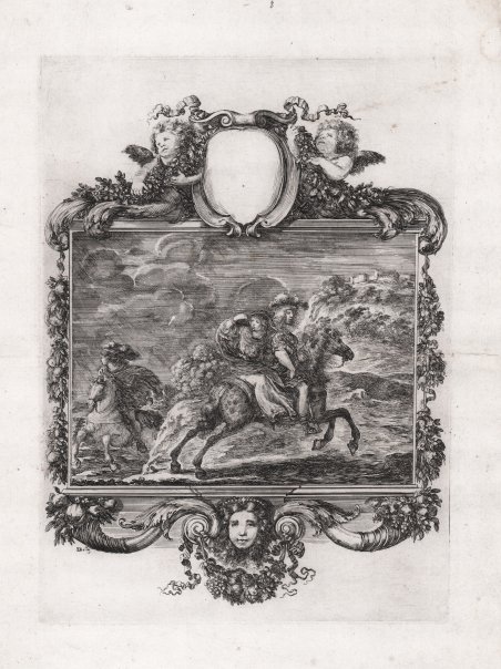 Cavaliere con una dama in sella (Clodoveo rapisce Clotilde)