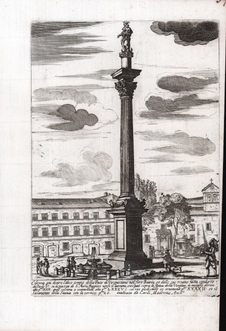 Colonna già dentro l'Antico Tempio della Pace di Vespasiano.