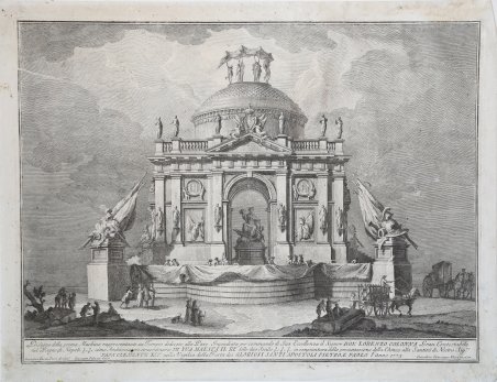 Disegno della prima Machina rappresentante un Tempio dedicato alla Pace.