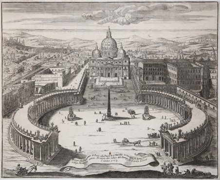 Disegno della Prospettiva de Portici nella Piazza di S. Pietro …