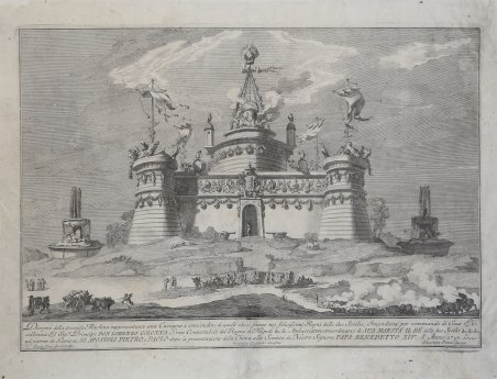 Disegno della Seconda Machina rappresentante una Cuccagna.