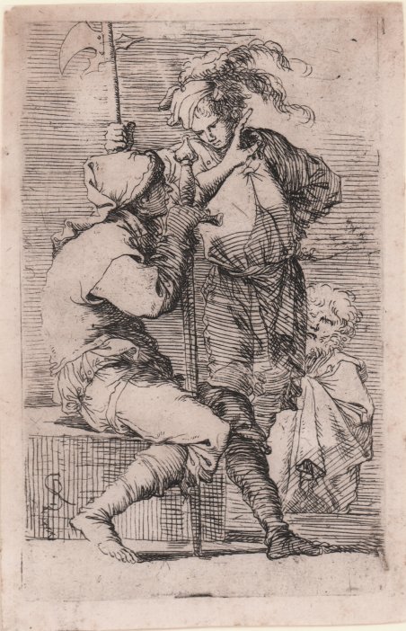 Due soldati in conversazione e un vecchio