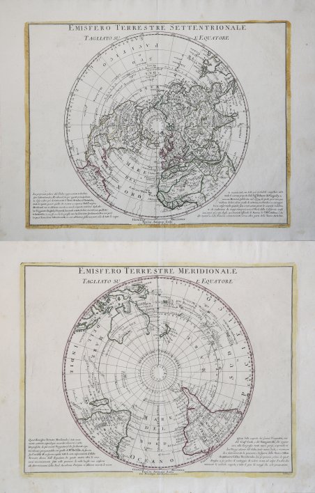 Emisfero Terrestre Settentrionale tagliato su l'Equatore - Emisfero Terrestre Meridionale …