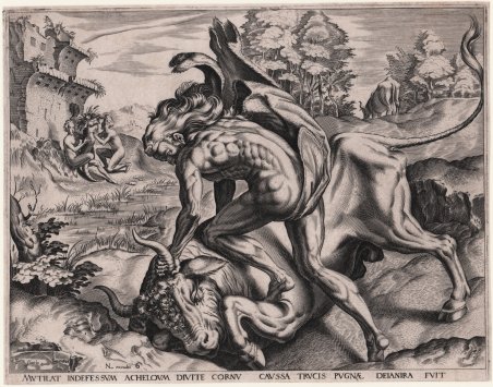 Ercole uccide Achilleo sotto forma di toro