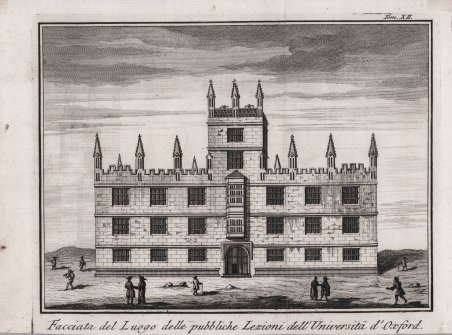 Facciata del Luogo delle pubbliche Lezioni dell'Università d'Oxford