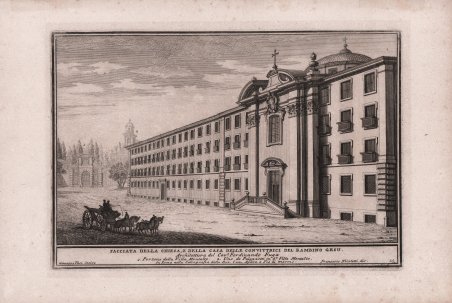 Facciata della Chiesa, e della Casa delle Convittrici del Bambino …