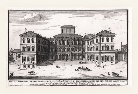 Facciata principale del Palazzo Barberino dell'Ecc.mo sig.r Prencipe di Pellestrina.