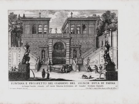 Fontana e Prospetto del Giardino del Signor Duca di Parma