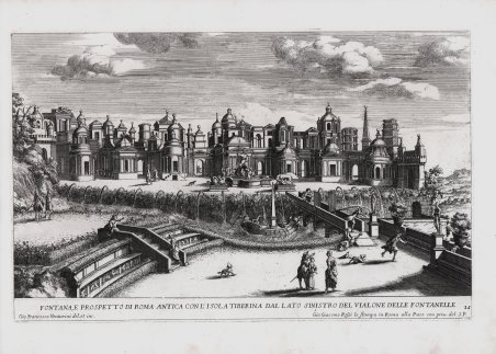 Fontana, e Prospetto di Roma Antica con l'Isola Tiberina dal …