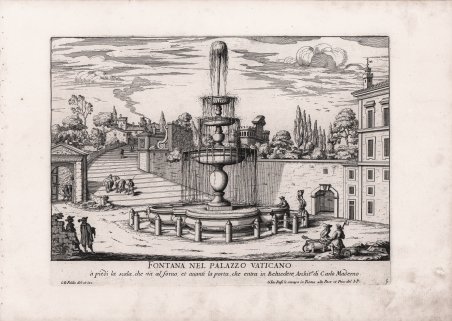 Fontana nel Palazzo Vaticano a piedi la scala, che va …