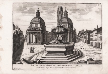 Fontana su la Piazza del Popolo accanto la Guglia