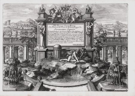 Frontespizio allegorico de Le fontane del giardino estense in Tivoli