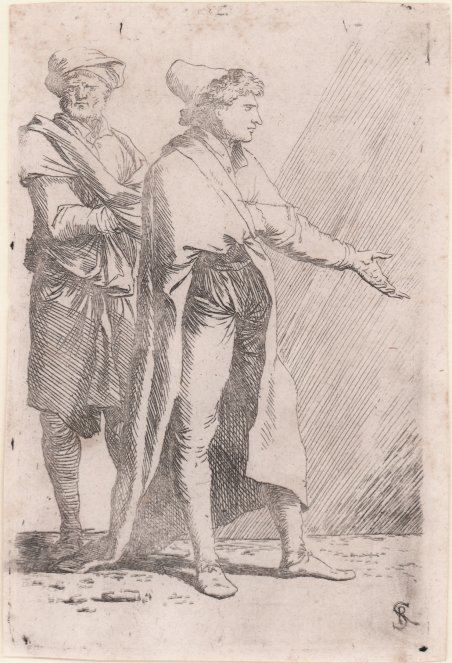 Giovane seguito da un servo