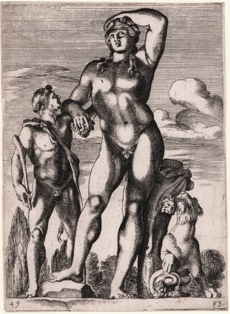 Gruppo colossale di Dioniso e satiro