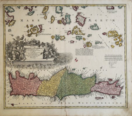 Insula Creta hodie Candia in fua IV.Territoria divisa cum adjacentibus …