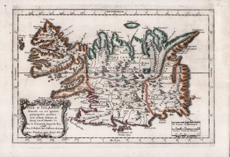 Isle D'Islande divisee en ses quatre principales tiree d'Andr. Velleius, …