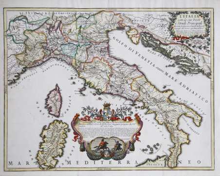 L'Italia con le sue Poste e Strade Principali.