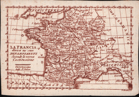 La Francia divisa ne' suoi Doèartimenti Secondo la nuoca Costituzione