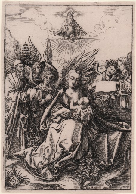 La Sacra Famiglia con cinque angeli