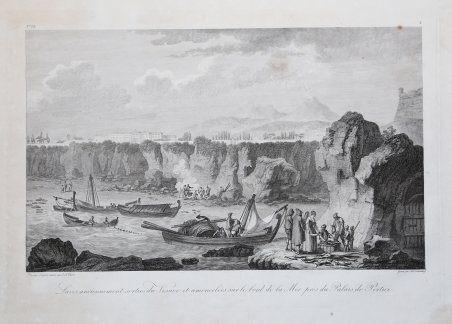 Laves anciennement sorties du Vésuve et amoncelées sur le bord …