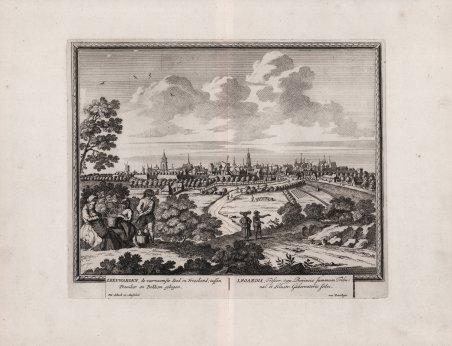 Leeuwarden, de voornaamste Stand in Friesland,tuffen Franiker en Dokkom gelegen
