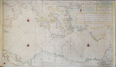 Niewe Paskaartvan 't Tweede Gedeelte der Middelandsche-Zee Fusschen 't I. …