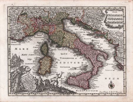 Nova Totius Italiae cum adjacentibus Majoribus et Monoribus Insulis.