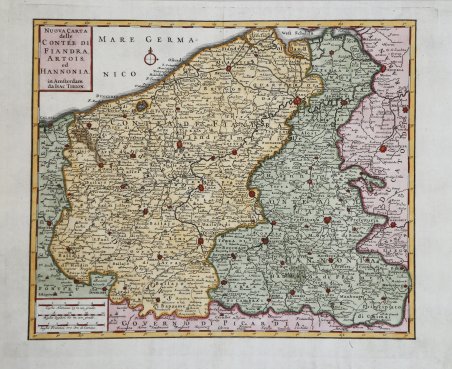 Nuova Carta delle Contée di Fiandra, Artois, ed Hannonia