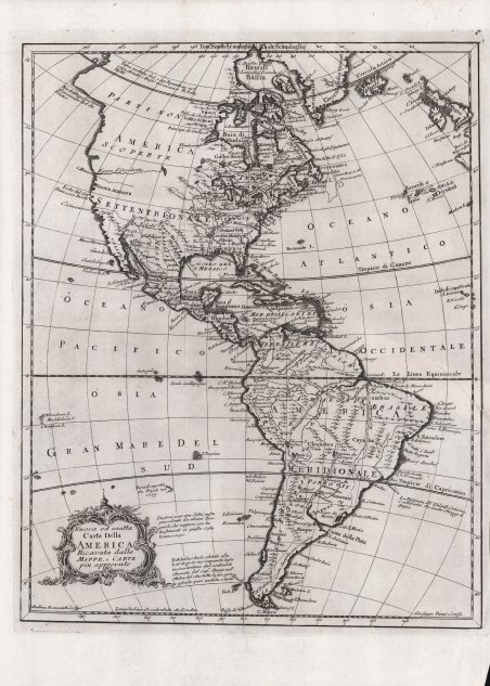 Nuova ed esatta carta della America Ricavata dalle Mappe, e …