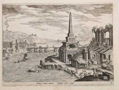 Paesaggio con ponte ed obelisco