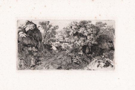 Paesaggio con ponticello in legno