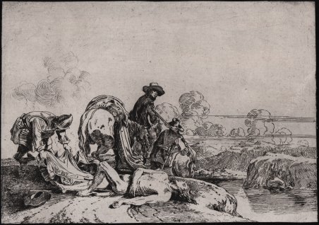 Paesaggio con soldati che depredano un cadavere