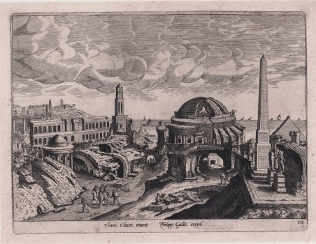 Paesaggio con tempio, piramide ed obelisco