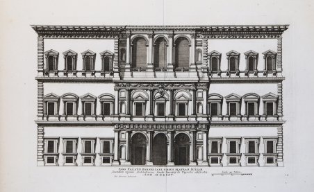 Pars Palatii Farnesiani Versus Plateam Iuliam secundum regulas Architectonicas Iacobi …