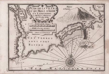 Plan de Ville et du Mole D'Agde en Languedoc