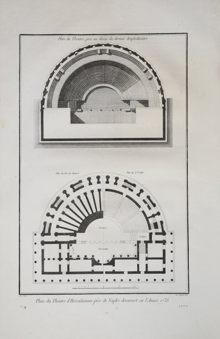 Plan du ThÃ©atre d'Herculanum prÃ¨s de Naples decouvert en l'AnnÃ©e 1738