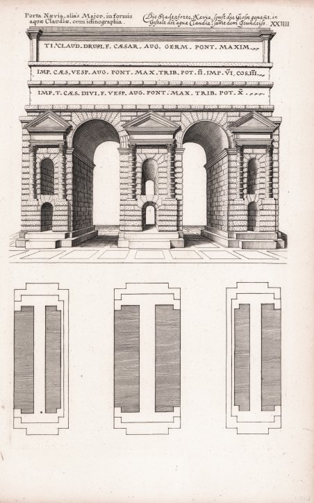Porta Naevia, alias Major, in formis aquae Claudiae, cum ichnographia