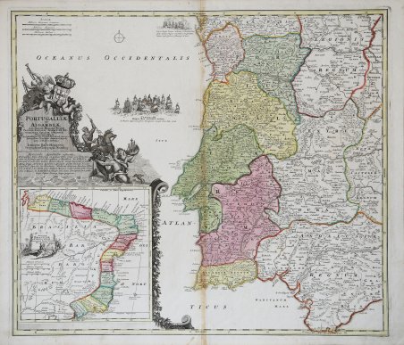 Portugalliae et Algarbiae cum finitiis Hispaniae Regnis…Novissima Tabula