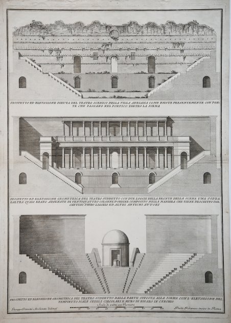 Prospetto ed elevazione diruta del Teatro scenico della Villa Adriana. …