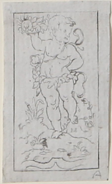 Putto alato fra tralci e grappoli d'uva (Allegoria dell'abbondanza)