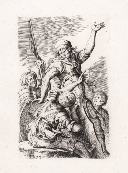 Quattro soldati, uno con bandiera