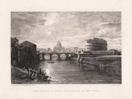 Rome, Bridge & Castle of St. Angelo, on the Tiber